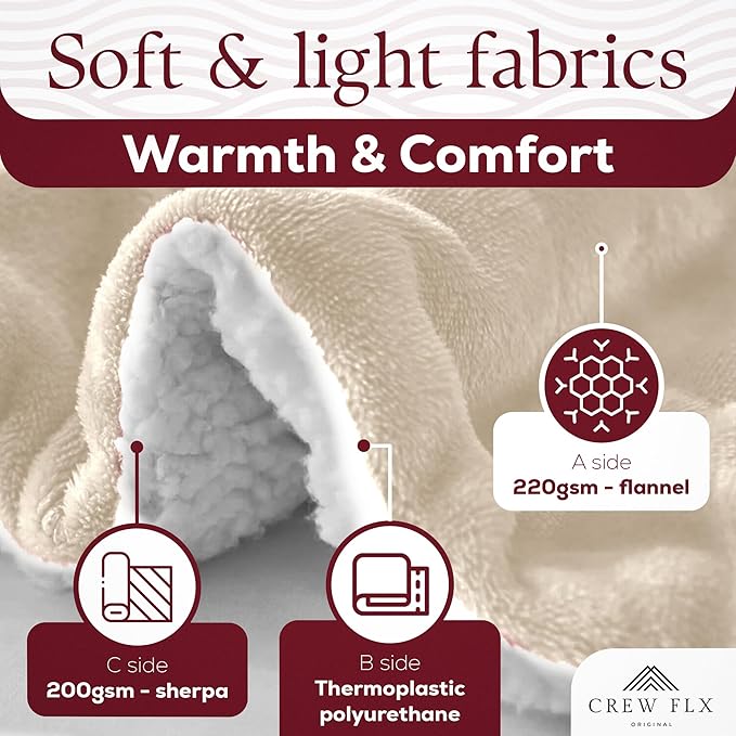 Waterproof Blanket for Bed Intimacy, 3 Layer Lightweight and Stain Proof Love Blanket for Adults, Couples, & Dogs, Squirt Blanket with Waterproof Bag, Machine Washable (Beige) (80x60)